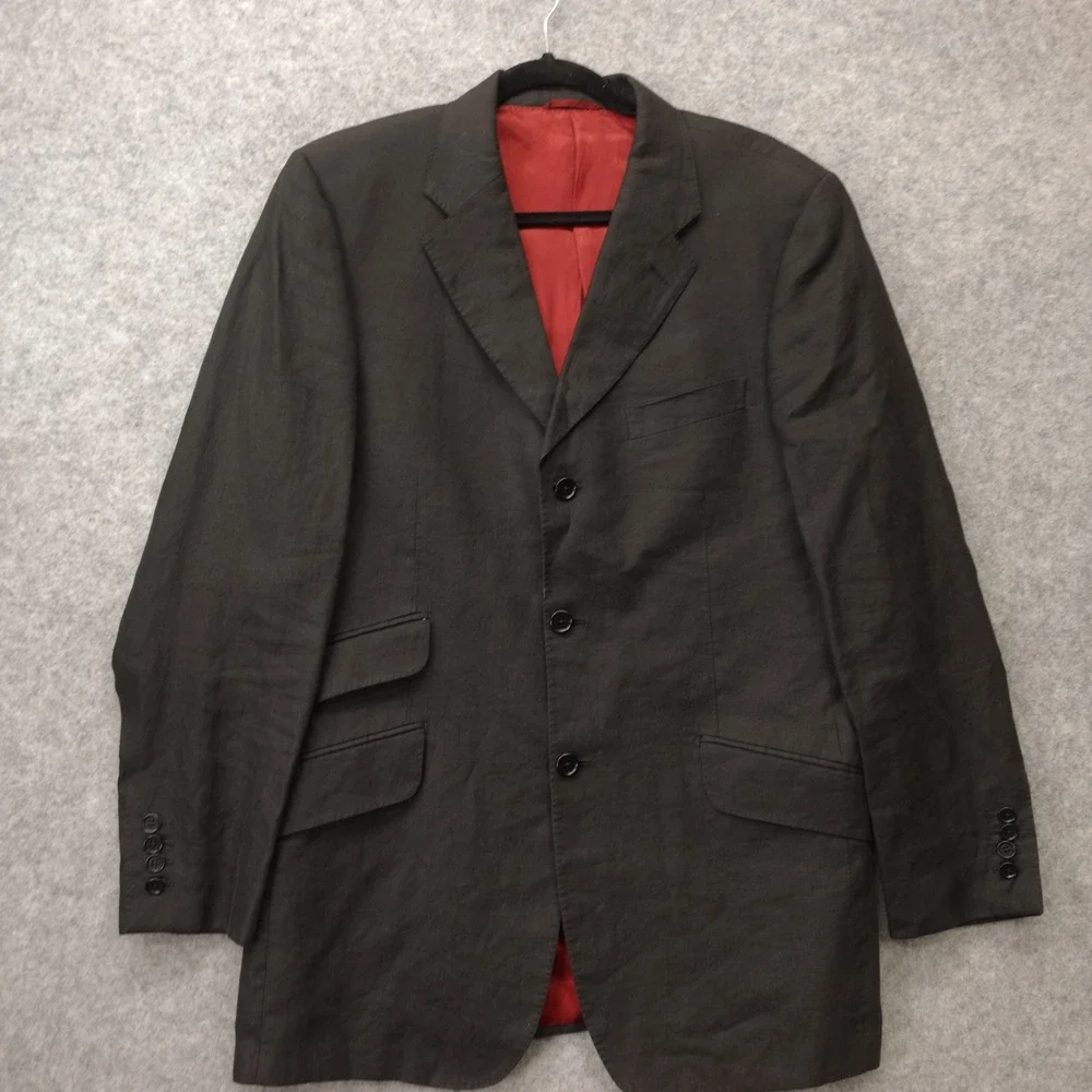 European Linen Sport Coat 42R MARK STEPHEN MARENGO Bespoke Slim Black Italian